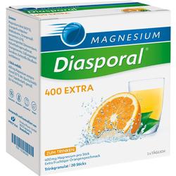 Verpackung von Magnesium-Granulat mit Orangengeschmack zum Trinken.